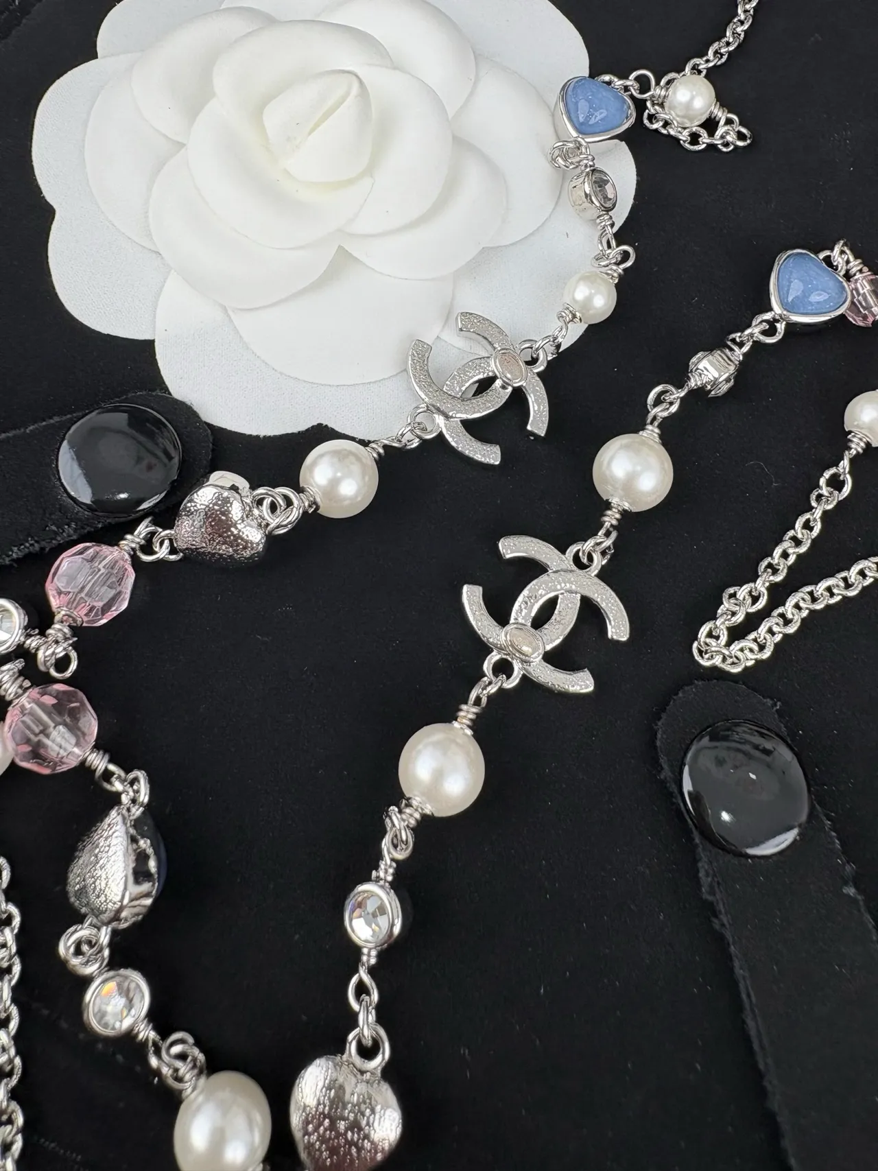 Chanel Layered Pearl and Heart Bead Necklace 5