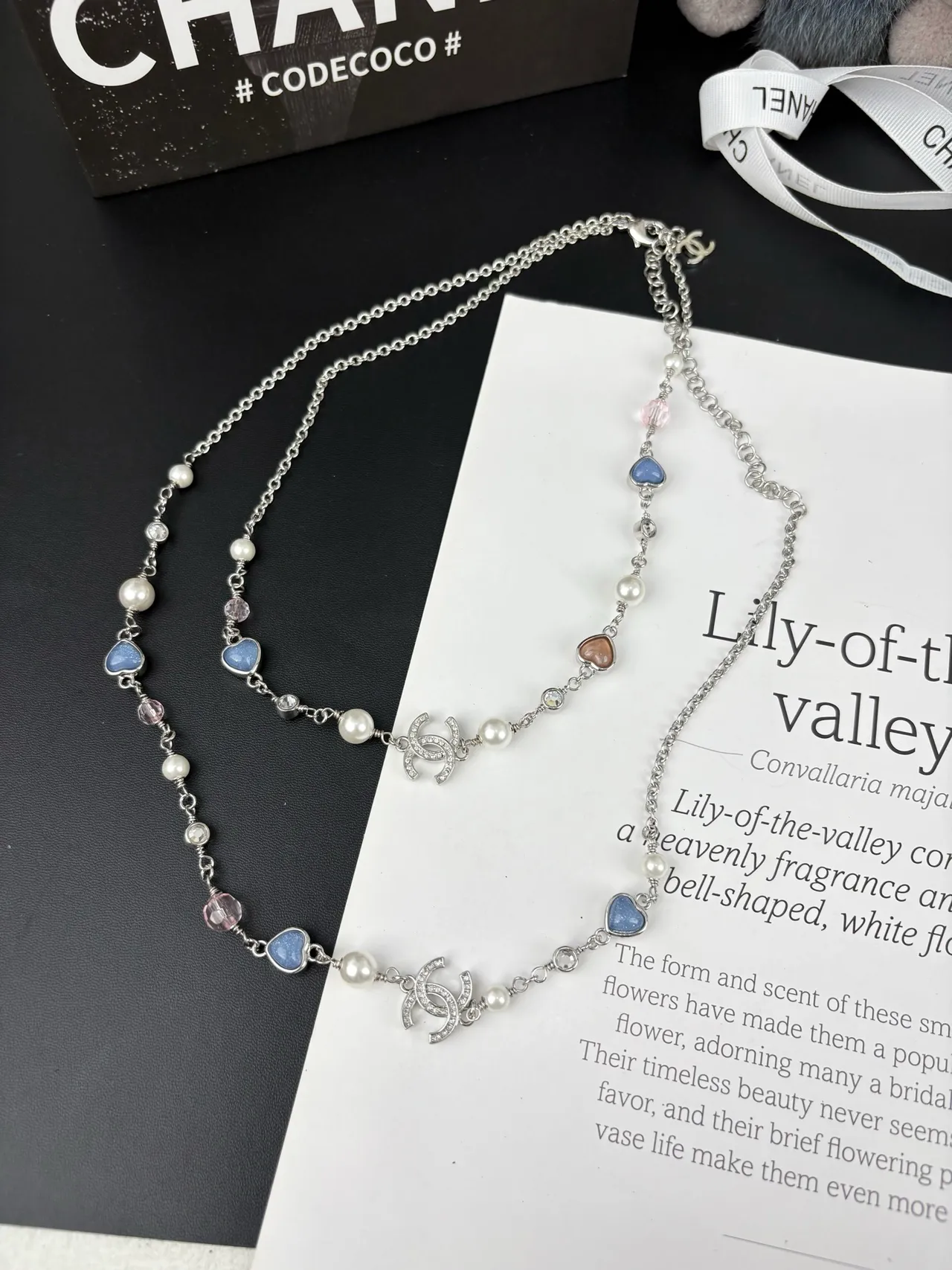 Chanel Layered Pearl and Heart Bead Necklace 8