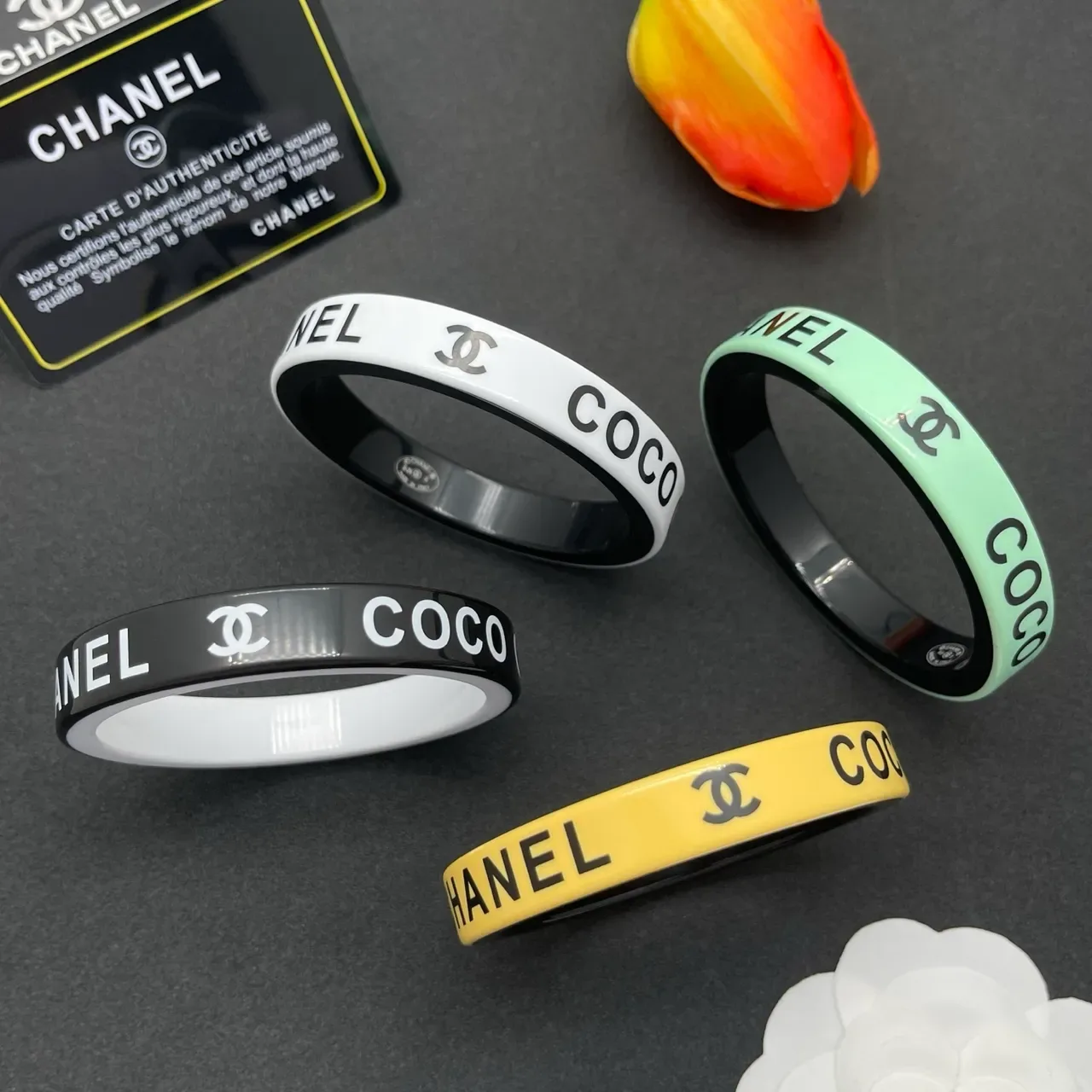 Chanel Logo Bangle White and Black Bracelet 2