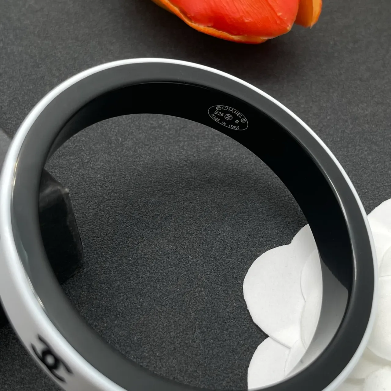 Chanel Logo Bangle White and Black Bracelet 3