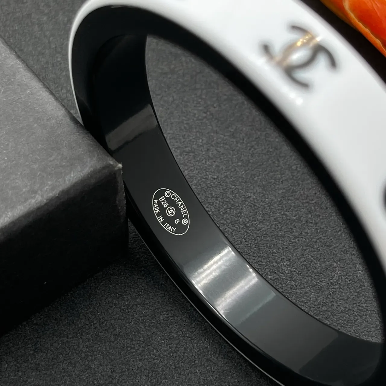 Chanel Logo Bangle White and Black Bracelet 4