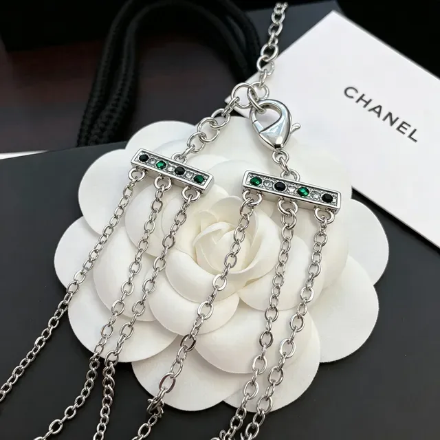 Chanel Multi-Strand Crystal and CC Logo Necklace 2