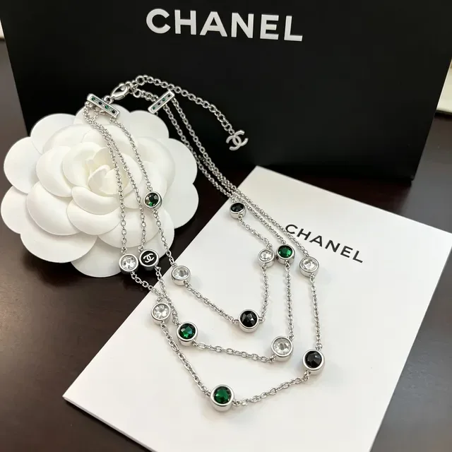 Chanel Multi-Strand Crystal and CC Logo Necklace 5