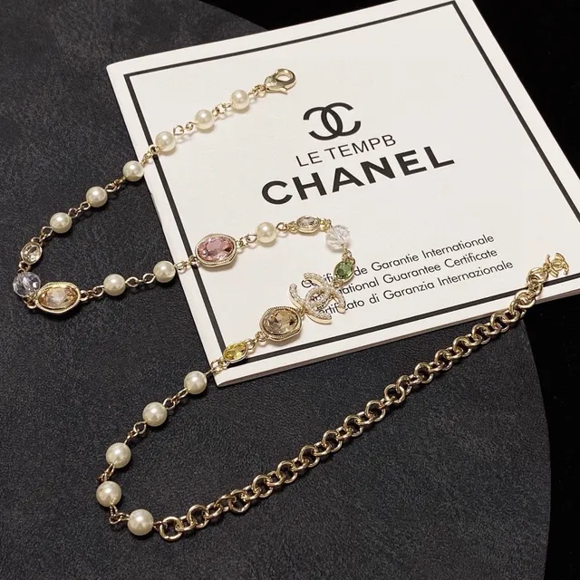 Chanel Pearl and Gemstone CC Logo Necklace 2