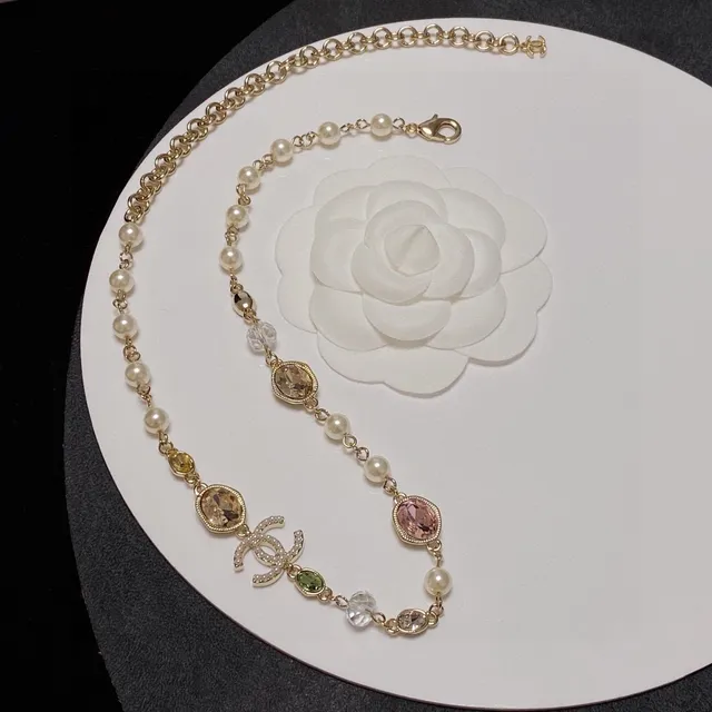 Chanel Pearl and Gemstone CC Logo Necklace 9