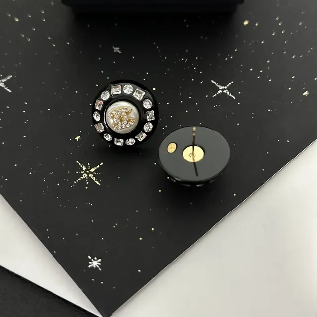 Chanel Pearl CC Crystal-Encrusted Black Stud Earrings 8