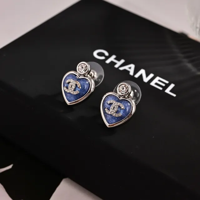 Chanel Pink Silver Heart-Shaped Enamel-Filled Earrings 3