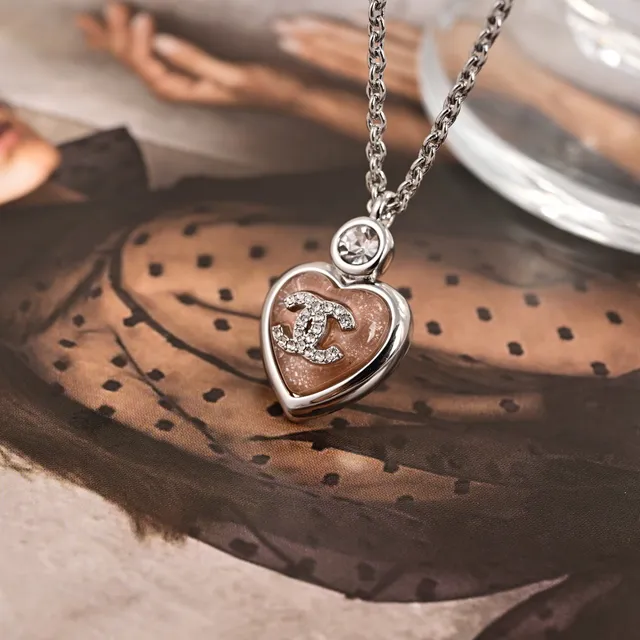Chanel Pink Silver Heart-Shaped Enamel-Filled Earrings 7