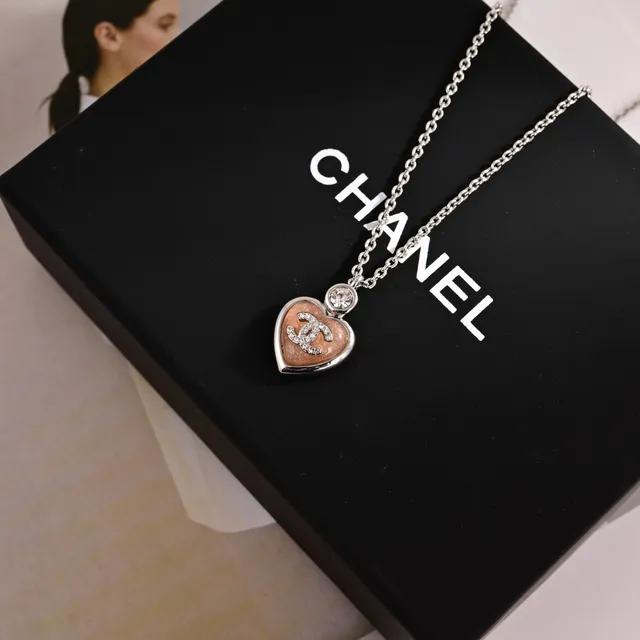 Chanel Pink Silver Heart-Shaped Enamel-Filled Earrings 8