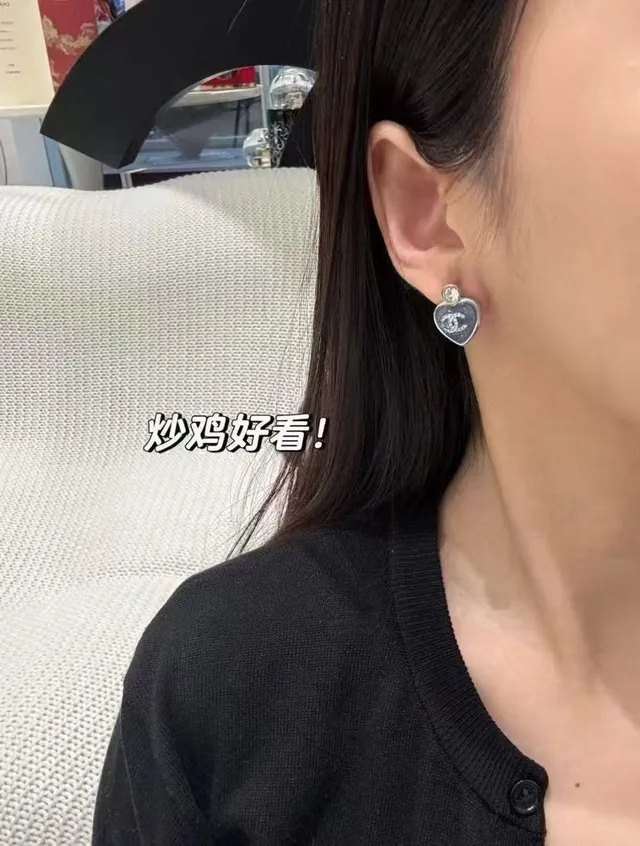 Chanel Pink Silver Heart-Shaped Enamel-Filled Earrings 13