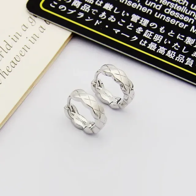 Chanel Quilted Geometric Hinged Hoop Earring 5