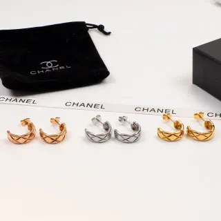 Chanel Matelassé 绗缝圆环耳环 金银