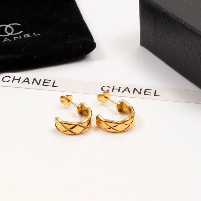 Chanel Quilted Hoop Gold Silver Matelassé Earrings 4