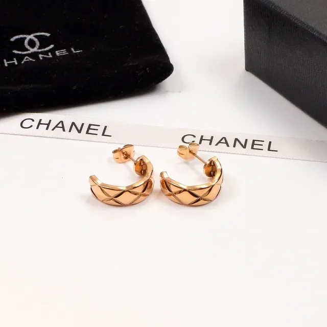 Chanel Quilted Hoop Gold Silver Matelassé Earrings 5