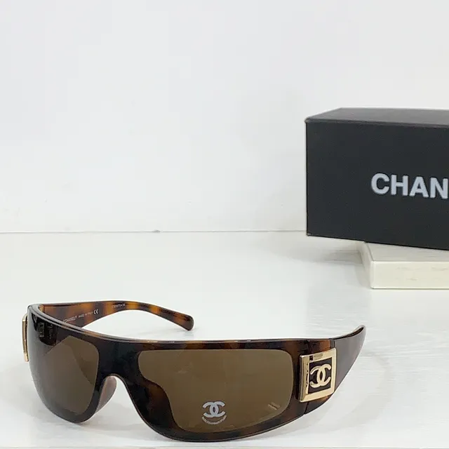 Chanel Shield-Style Black Silver Wraparound Sunglasses 3