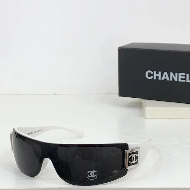 Chanel Shield-Style Black Silver Wraparound Sunglasses 5