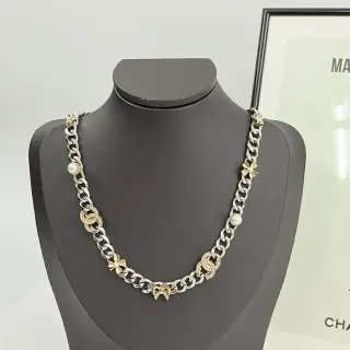 Chanel Silver Gold Chunky Curb Chain Two-Tone Metal Necklace