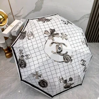 Chanel White Black Grid-Printed Watercolor Floral Handbag