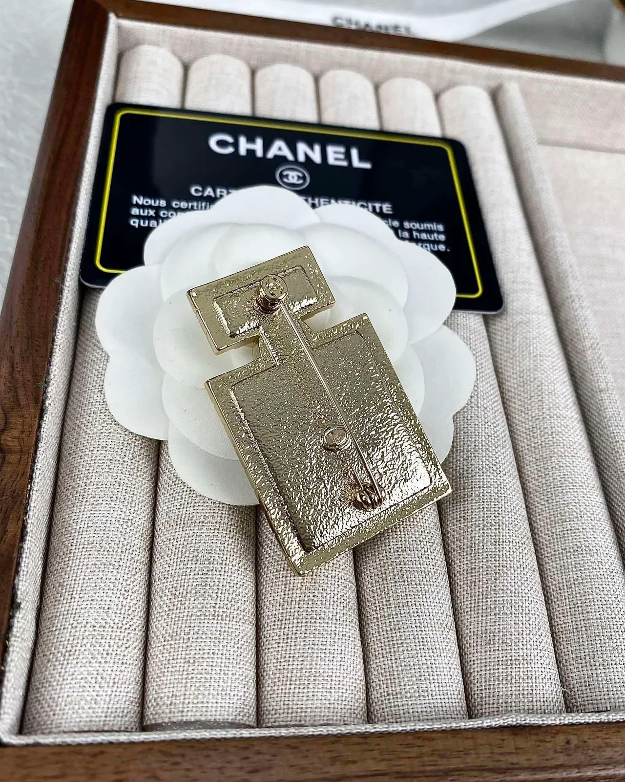 Chanel হোয়াইট গোল্ড পরফিউম-বোতল শেপড ক্রিস্টাল-এনক্রাস্টেড ব্রোচ 5