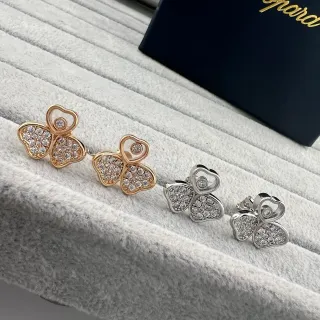 Chopard Happy Butterfly Pavé Crystal Heart Motif Earrings