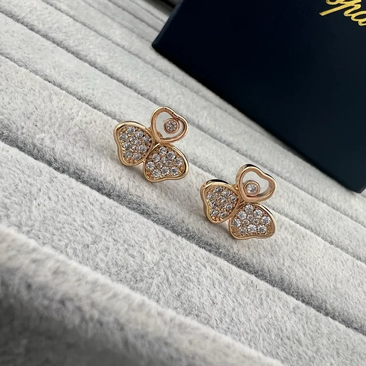 Chopard Happy Butterfly Pavé Crystal Heart Motif Earrings 4