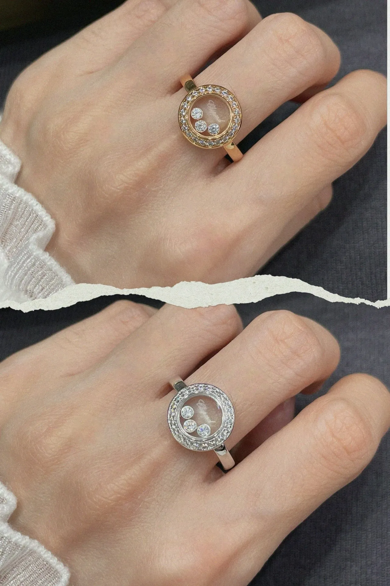 Chopard Happy Diamonds Pavé Halo ফ্লোটিং ডায়মন্ড রিং 8