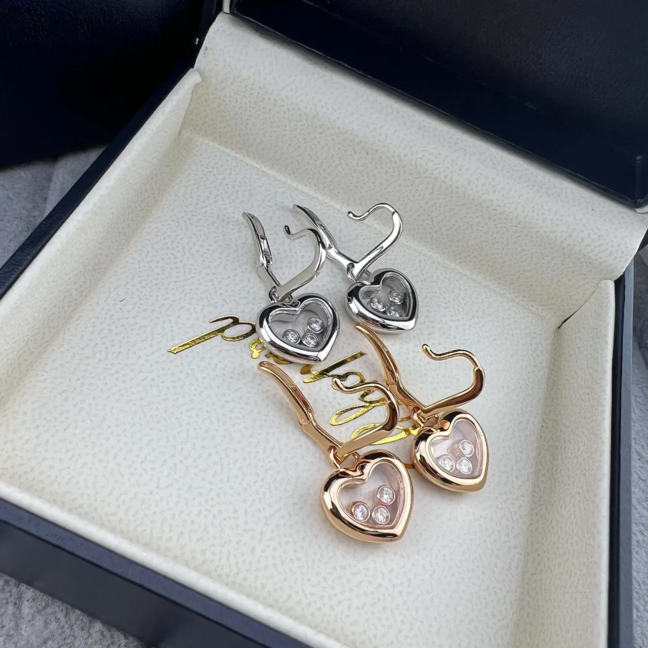Chopard Happy Hearts Floating Diamond Heart Earrings 4