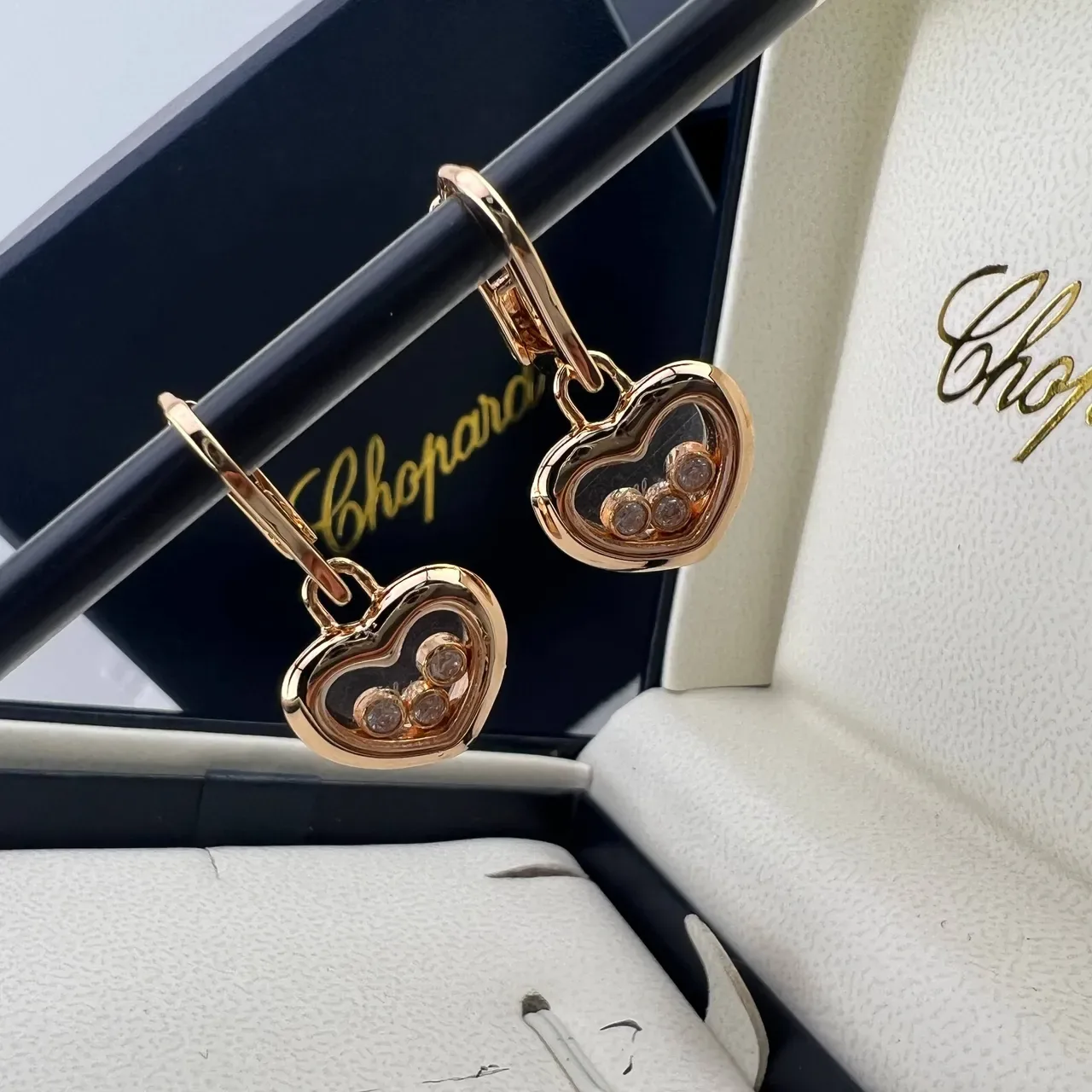 Chopard Happy Hearts Floating Diamond Heart Earrings 5