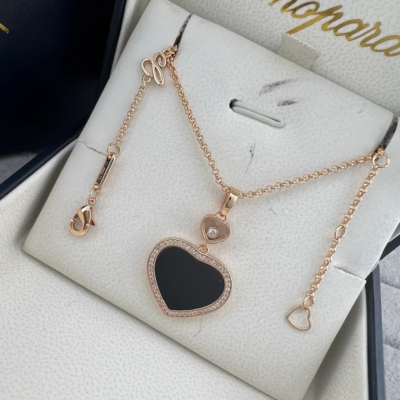 Chopard Happy Hearts Gold Multicolor Heart-Shaped Pendant Pavé Diamond Bezel Necklace 5