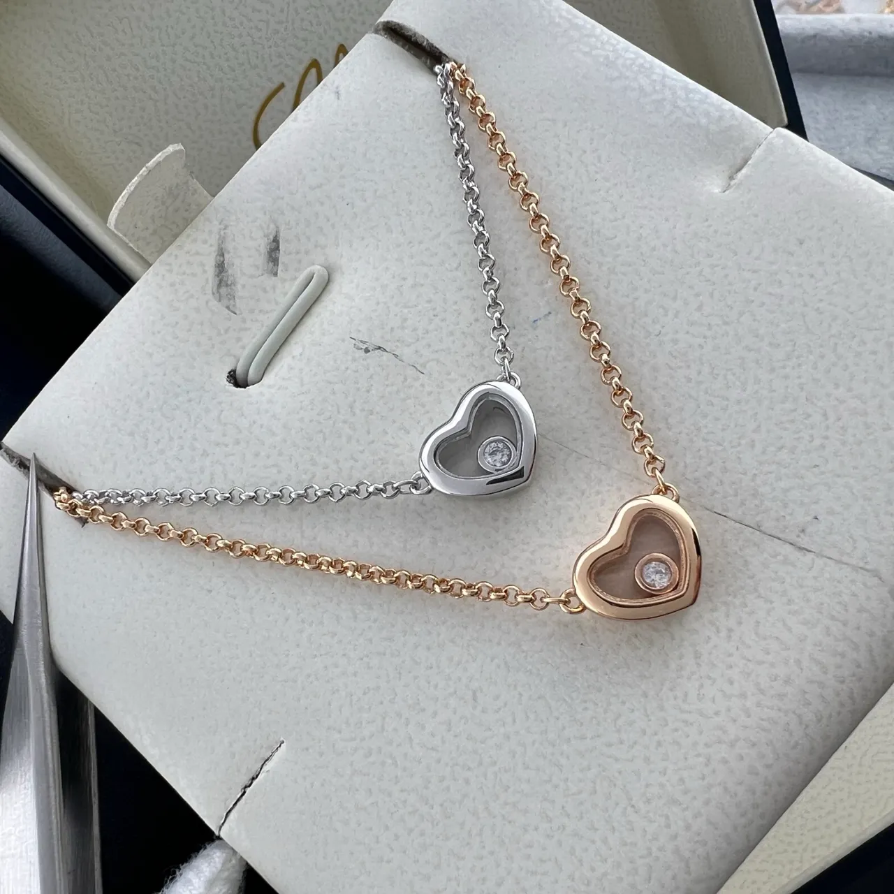 Chopard Happy Hearts Colliers avec pendentif en forme de cœur en or rose et or blanc 6