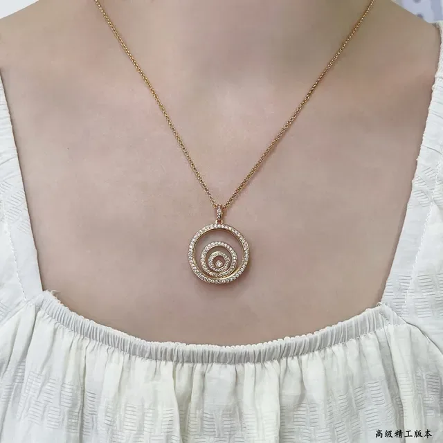 Chopard Happy Spirit Gold Black Spiral Motif Rotating Disc Necklace 8