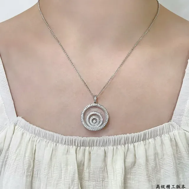 Chopard Happy Spirit Gold Black Spiral Motif Rotating Disc Necklace 9