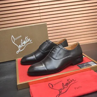 Christian Louboutin Black Cap-Toe Oxford Shoes
