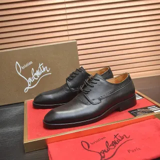Christian Louboutin Black Full Brogue Cap-Toe Oxford Shoes