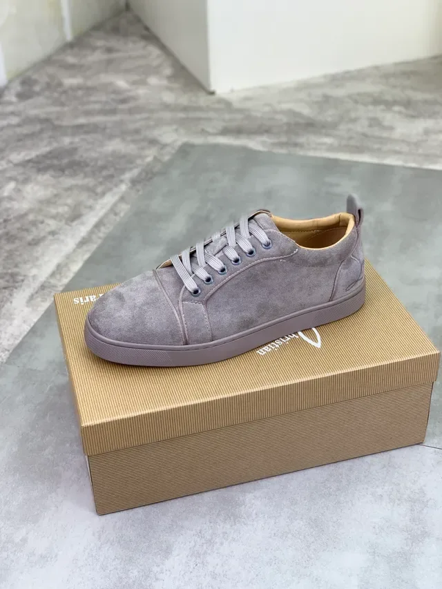 Christian Louboutin Gray Suede Low-Top Lace-Up Sneakers 4