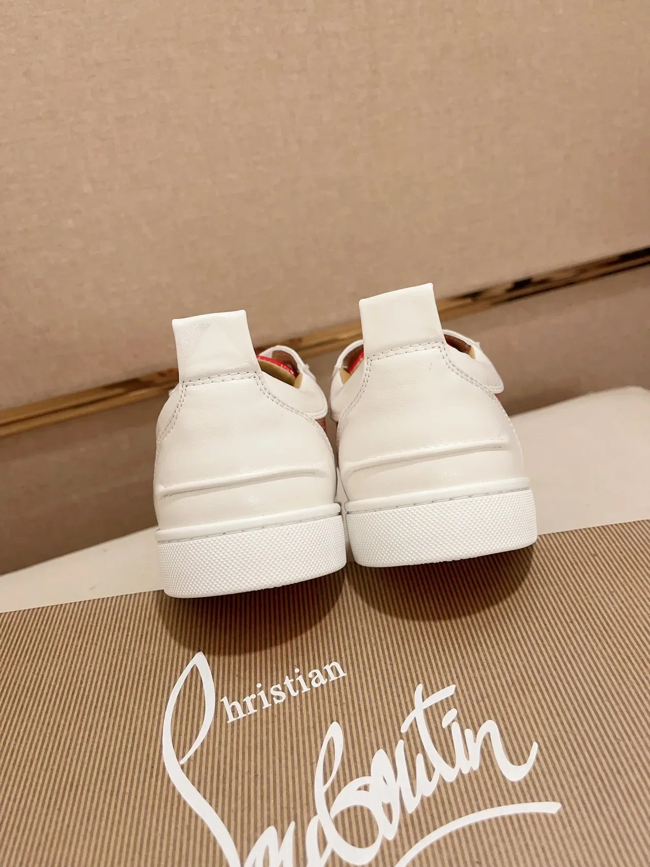 Christian Louboutin Pink White Low-Top Mixed-Material Upper Lifestyle Sneakers 3