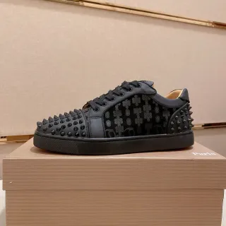 Christian Louboutin Spike Sneaker Black Tonal Monogram Lifestyle Sneakers