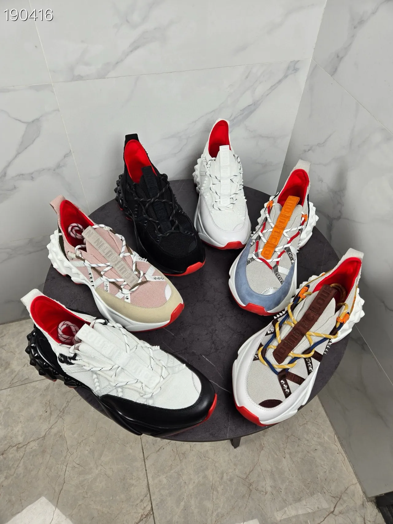 Christian Louboutin Spike Blancs Noirs Semelle Plateforme Talon Clouté Contrefort Chunky Sneakers 2