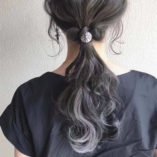 Chrome Hearts Bandas de Cabello Encantadas Negro Plata Bandas Elásticas Dije de Metal Joyería 3
