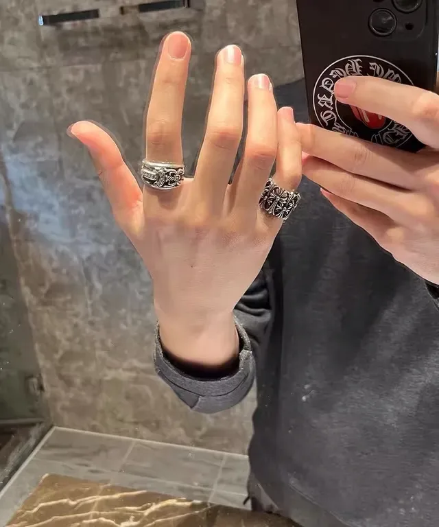 Chrome Hearts Chrysanthemum Wide Band Silver Ornate Ring 2