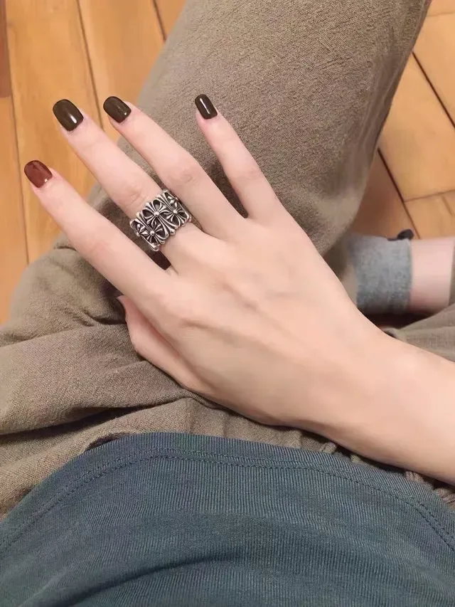 Chrome Hearts Chrysanthemum Wide Band Silver Ornate Ring 3