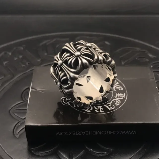 Chrome Hearts Chrysanthemum Wide Band Silver Ornate Ring 8