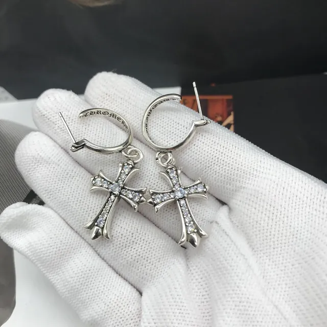 Chrome Hearts Anneau Croisé Silver Transparent Gothique boucles d'oreilles pendantes 2