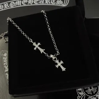 Chrome Hearts Dual Cross Pavé Pendant Necklace