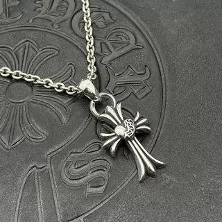 Chrome Hearts Fleur de Lis Croix Cœur Motif Collier Argent 3