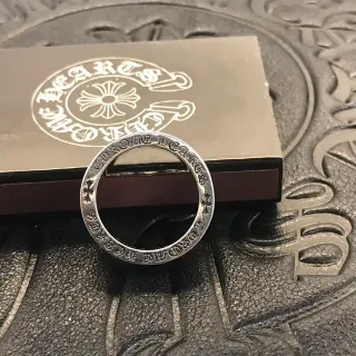Chrome Hearts Logo Band Ring Silver Engraved Cross Ring