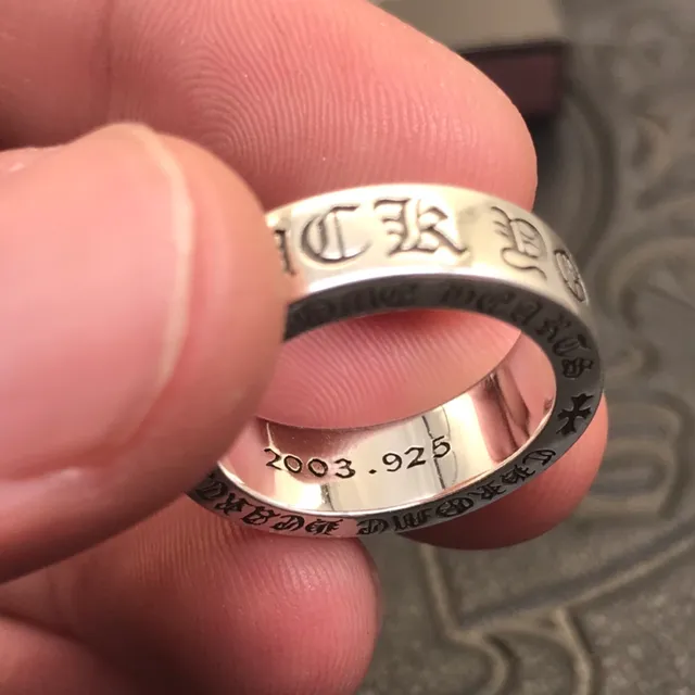 Chrome Hearts Logo Band Ring Silver Engraved Cross Ring 2