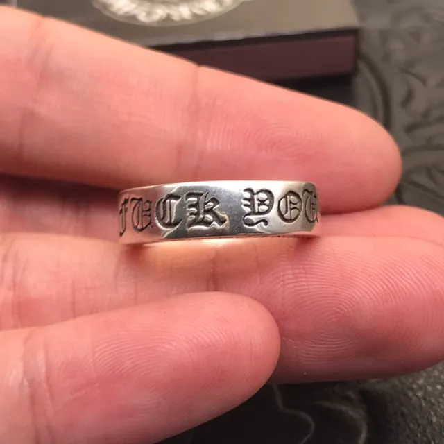 Chrome Hearts Logo Band Ring Silver Engraved Cross Ring 3