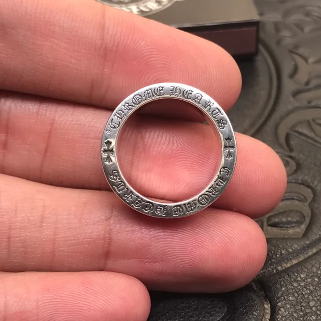 Chrome Hearts Logo Band Ring Silver Engraved Cross Ring 4