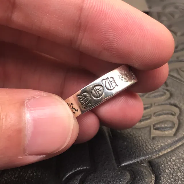 Chrome Hearts Logo Band Ring Silver Engraved Cross Ring 5